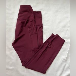RBX Athletic High-waisted Leggings with Pockets Small Red/Purple
